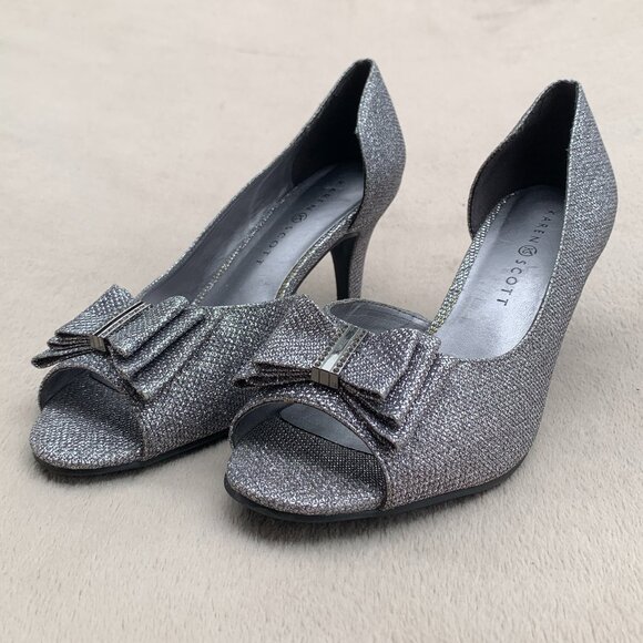 Karen Scott Destinaa Glitter Open Toe Heels Sz8 - Picture 1 of 14